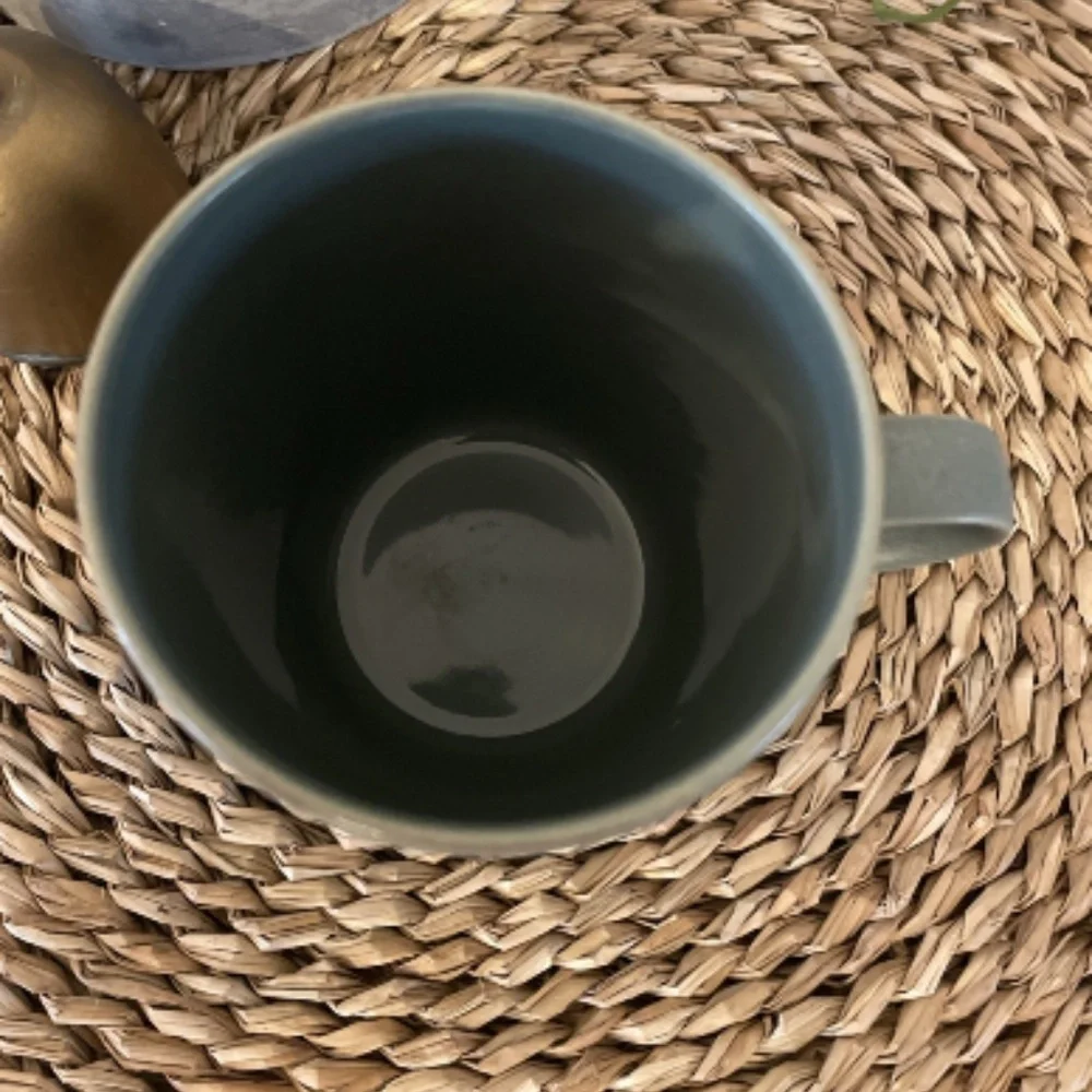 Crate and Barrel LINDEN Kathleen Wills Coffee Tea Cup Mug Matte Green 10 Oz
